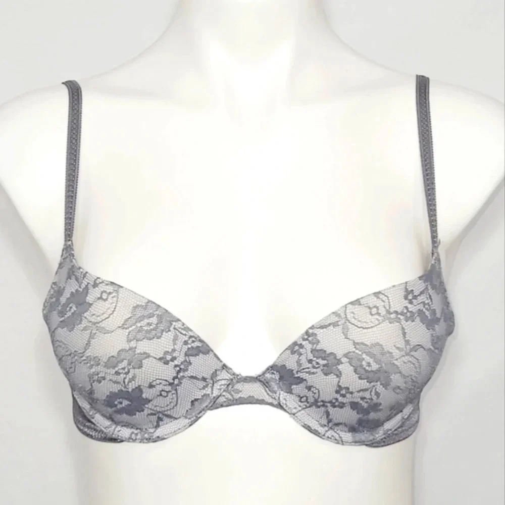 38B Maidenform Self Expressions I-Fit Lace UW Bra‎ Gray NWT
